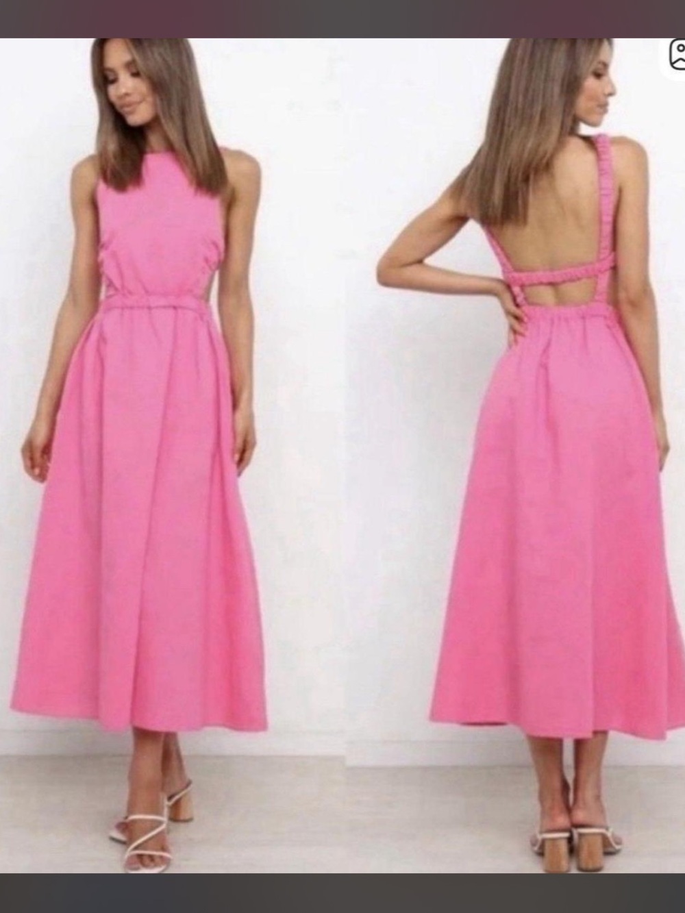 Petal and Pup Pink Sleeveless Open-Back Midi Dress